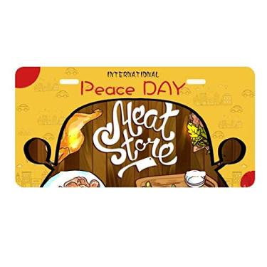 Imagem de DIYthinker Placa de licença para churrasco Meat Store Placa de carro Decoração Dia da Paz