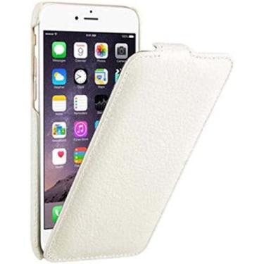 Imagem de KGFCE Capa de telefone flip vertical com padrão de lichia, para iPhone SE 2022 (3ª geração) 4,7 polegadas couro genuíno à prova de choque capa fólio resistente a arranhões (cor: branco)