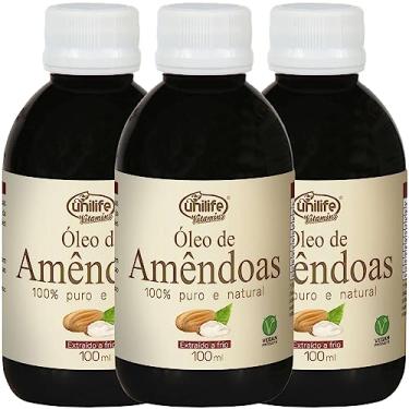 Imagem de Kit 3 Óleo de Amêndoas 100% Puro Unilife - Extraído a frio