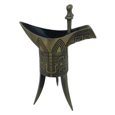 Imagem de SALFEE Taça de vinho triangular retrô de 13,5 cm, taça de bronze do antigo imperador chinês