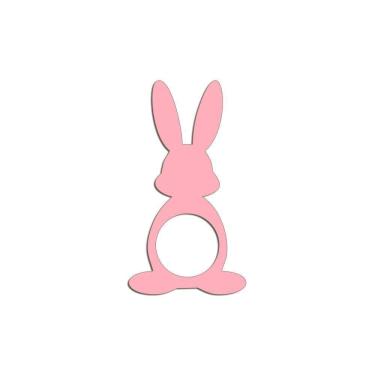 Imagem de Porta Guardanapo Coelho Frente Kit 4 Peças 5,5cmx10cm- Cria Arte Laser Rosa Claro