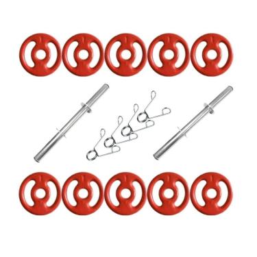 Imagem de Kit Halteres de Anilhas Emborrachadas e Barras Fitness - 12kg em Anilhas-Feminino