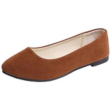 Imagem de Sandálias femininas lisas tamanho grande sem cadarço raso conforto casual único sapatos casuais elegantes sandálias elegantes casuais (marrom, 8)