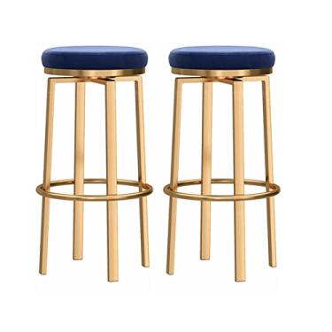 Imagem de Cadeiras de jantar cadeiras de sala de jantar conjunto com 2 banquinhos de bar giratórios, elegante banqueta de altura de balcão dourado veludo estofado para cozinha ilha sala de jantar pátio (altura do assento: 65 cm/75 cm) Tudo está bem