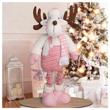 Imagem de Boneco Natal Rena Rosa Natalina Perna Ajustável 90cm