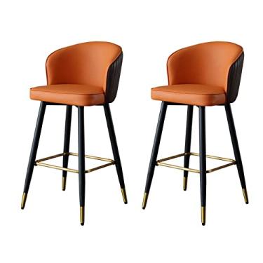 Imagem de Cadeiras de jantar cadeiras de sala de jantar balcão altura 65/75 cm banquetas de bar conjunto de 2 com encosto para balcão de cozinha moderno banquetas estofadas de couro falso cadeiras de bar de casa de fazenda bancos de ilha tudo é