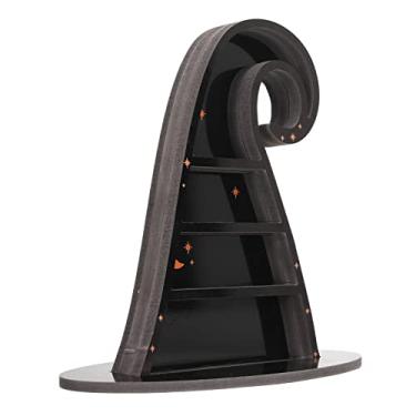 Imagem de DAUERHAFT Prateleira de exibição de mesa, estilo gótico, prateleira de pedra, design de chapéu de bruxa, várias camadas para mesa