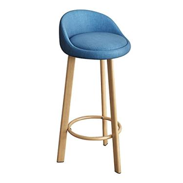 Imagem de Cadeiras de jantar bancos de bar imitação de grão de madeira cadeiras de bar modernas decoração de casa café da manhã cozinha balcão banco de bar com moldura de metal e tapete antiderrapante silencioso para pés Tudo está bem