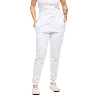Imagem de Calça De Moletom Plus Size Feminina Jogger Slim Fit Básica Lisa - M9p