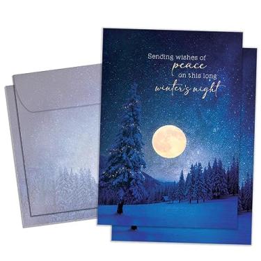 Imagem de Tree-Free Greetings Cartão de felicitações Solstice Pacote com 2 envelopes correspondentes, ecologicamente correto, feito nos EUA, papel 100% reciclado, 12,7 cm x 17,7 cm, Peace In Winters Night (GT64286)