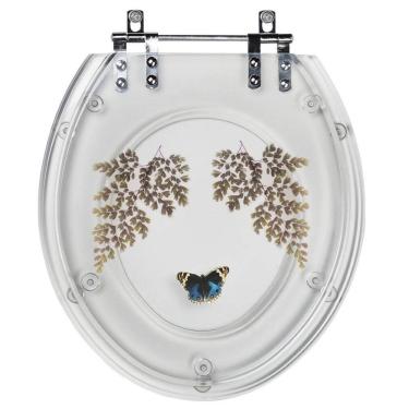 Imagem de Assento Sanitário Tampa de Vaso Convencional Oval Transparente Decorado