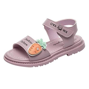 Imagem de Sandálias para crianças grandes sapatos infantis moda solas grossas solas macias para crianças médias e grandes chinelos tamanho 5, Roxo, 12.5 Little Kid