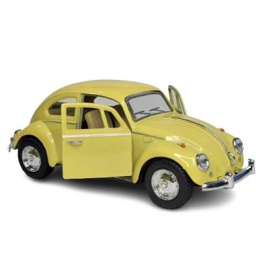 Imagem de Miniatura Carrinho de ferro Volkswagen Fusca Clássico Abre as Portas Carro Nacional (Amarelo claro)