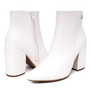 Imagem de Nautica Women's Block Heel Ankle Bootie Pointed Toe Mid Side Zipper Winter Boot-Yeva-White Size-9.5