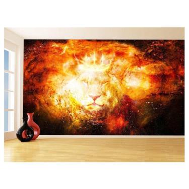 Imagem de Papel De Parede 3D Animais Leão Rosto Estrelas 3,5M Anm444
