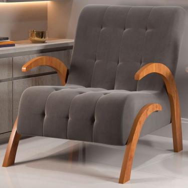 Imagem de Poltrona Cecilia Marrom/Veludo Grafite - Viero Móveis