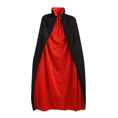 Imagem de Halloween Cape Cloak 140cm Halloween Witch Party Unisex Vampire Costume Dual-layer Stand Cloak Cape Cosplay Prop for Halloween Masquerade(Black and Red) Halloween Bat Costume