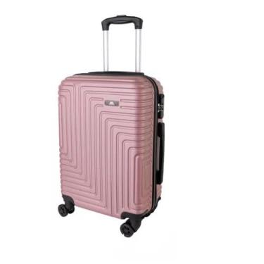 Imagem de Mala de Bordo Viagem R?gida Rodas 360 ? capacidade 10kg Com Z?per Expans?vel e anti furto com senha (rosa)
