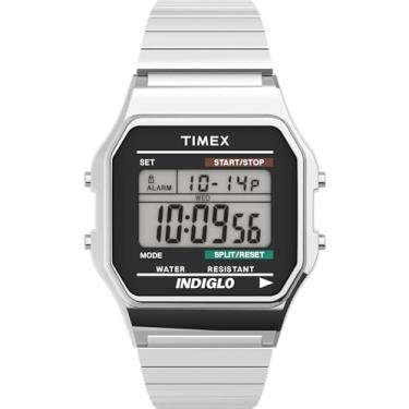 Imagem de Timex Relógio digital clássico masculino, Prateado, NO SIZE, Relógio de quartzo, cronógrafo, digital