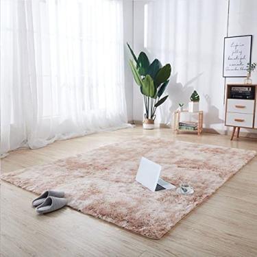 Imagem de Tapete felpudo ultramacio, antiderrapante e fofo tingido de pele sintética para sala de estar, quarto, decoração de berçário, tapete peludo, decoração interna de sala de jogos infantil, bege - 3 x 5