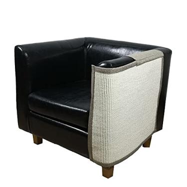 Imagem de Sofá arranhador para gatos – Proteção natural de sisal para móveis de gatos – Arranhador de canto para sofá, cadeira, sofá – Fácil instalação (apoio de braço esquerdo do sofá cáqui)