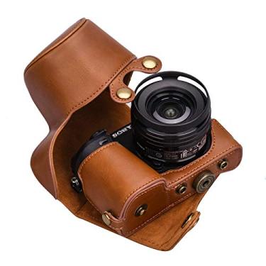 Imagem de Hargedis Capa XEVN para Sony A6400, capa para sony a6300, bolsa de couro para câmera de corpo inteiro PU premium para sony alpha a6300 a6000 a6100 a6400 ajuste lente 16-50 mm com alça de ombro para câmera (marrom)
