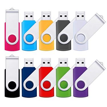 Imagem de Pen Drive USB 2.0 giratório para armazenamento de dados, compartilhamento de arquivos (pacote com 10, multicolorido), multi color, 2GB