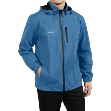 Imagem de Jaqueta masculina clássica corta-vento leve para todos os esportes, impermeável, jaqueta corta-vento com capuz removível para homens, Azul, 3G