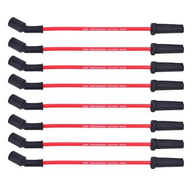 Imagem de RLP Conjunto de 8 fios de vela de ignição profissional 9748HH 8,0 mm vermelho compatível com Cadillac Escalade, Chevy Silverado Suburban Tahoe GMC Sierra Yukon