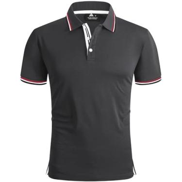 Imagem de ZITY Camisa polo masculina manga curta esporte golfe tênis camiseta, 110 - cinza escuro, G
