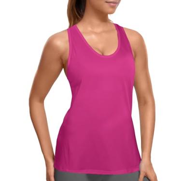 Imagem de Regata feminina 2024, regata de treino feminina, regata atlética com costas nadador para mulheres, camisetas de compressão sem mangas, Vermelho rosa, G