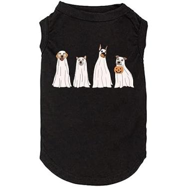 Imagem de SUEOSU Camisa de cachorro de Halloween para roupas de animais de estimação, moletom com capuz de esqueleto de Halloween caveira brilhante camisa fofa respirável trajes elásticos (2GG, preto-3)