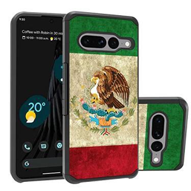 Imagem de FQTBCEARI Capa para Google Pixel 7 Pro, 2 em 1, híbrida, PC rígido e silicone macio, camada dupla, à prova de choque, capa protetora completa para Google Pixel 7 Pro 5G - bandeira mexicana