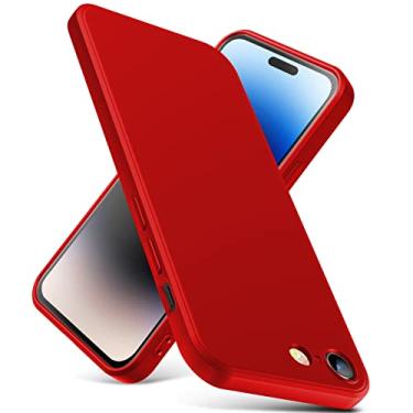 Imagem de YSLBWLE Capa para iPhone SE 2022/iPhone SE 2020/capa para iPhone 8/iPhone 7, capa fina de silicone líquido, à prova de choque, capa fina para celular, capa protetora de câmera de corpo inteiro -