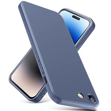 Imagem de YSLBWLE Capa para iPhone SE 2022/iPhone SE 2020/iPhone 8/iPhone 7, capa fina de silicone líquido, à prova de choque, capa fina para iPhone SE 2022, capa cinza escuro 2-IP8g-09