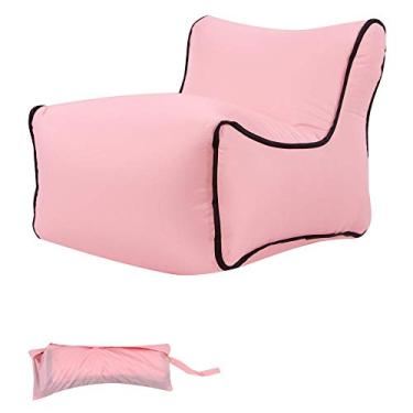 Imagem de QIROG Cama de ar portátil ao ar livre material à prova de rasgos de nylon insuflável preguiçoso do sofá - rosa