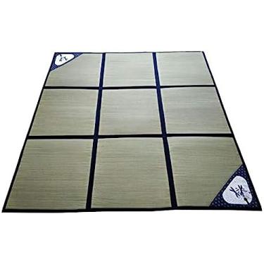 Imagem de Tapete quadrado japonês tradicional de fibra natural, grama trançada, antiderrapante, dobrável, verão, fresco, para sala de estar, b, 180x180cm