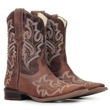 Imagem de Bota Texana Feminina Vimar Boots Original Roper Solado Feito a Mão Couro Fóssil Castanho (FÓSSIL CASTANHO, BR, Adulto, Numérico, 34)
