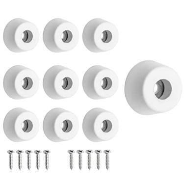 Imagem de LifCratms 10 peças de pés de tábua de corte, almofadas redondas antiderrapantes de borracha branca amortecedores com parafusos de aço inoxidável para móveis cadeira armário eletrônicos, 1,3 cm x 2,5