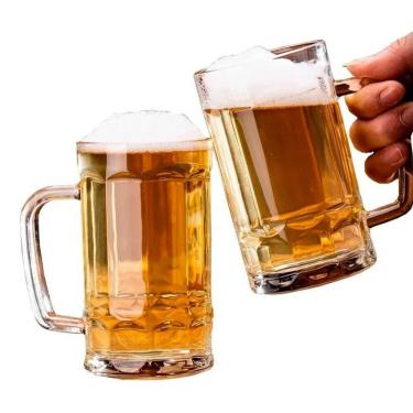 Imagem de Kit 2 Canecas de Chopp em Vidro Copo para Cerveja 350ml Translucido