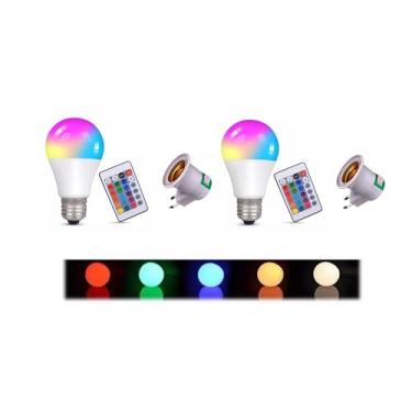 Imagem de Kit Zen de Cromoterapia com 2 lâmpadas LED multicoloridas de 5 watts com suporte e controle remoto