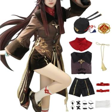 Imagem de TMSREBU Hu Tao Cosplay Costume Halloween Outfit with Hat for Women