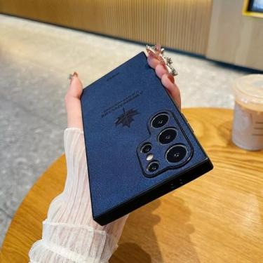 Imagem de Capa de couro fosca com folha de bordo para Samsung Galaxy S24 S23 S22 Plus Ultra à prova de choque, azul, para Galaxy S24