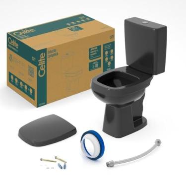 Imagem de Kit de Bacia com Caixa Acoplada 3/6l e Itens de Instalação City Celite Preto