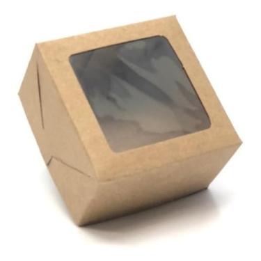 Imagem de 20 Caixas de Papel Cartão ou Kraft Com Visor- 7x7x4cm para Presentes, Cosméticos ou Artesanatos (Kraft)