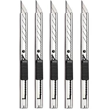 Imagem de Gebildet 5peças de faca de Corte Profissional de aço Inoxidável com Trava/lâminas de Encaixe de 9mm/faca de folha de 30graus/faca utilitária/faca Gráfica/ótima para folhas, papel de Parede, Caixas