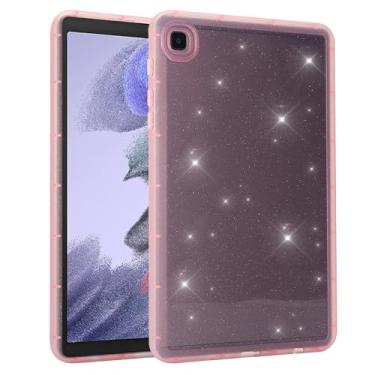 Imagem de UUcovers Capa para Samsung Galaxy Tab A7 Lite 22.1 cm 2021 (SM-T220/T225/T227) Capa traseira de TPU macio com purpurina, à prova de choque, brilhante, de silicone, leve, fina, capa protetora, rosa