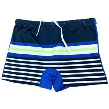 Imagem de Sunga Boxer Listrada Juvenil Infantil Natação Proteção UV-Masculino