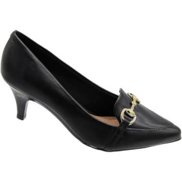 Imagem de Sapato Scarpin Beira Rio Agulha Salto Baixo Aplique Feminino