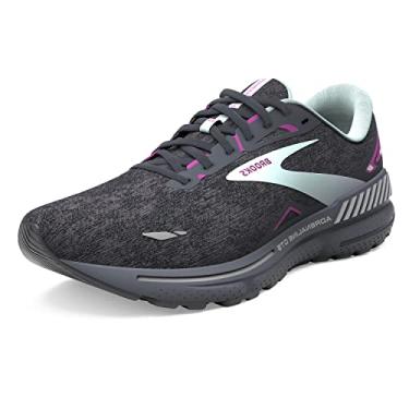 Imagem de Brooks Tênis de corrida feminino Adrenaline GTS 23 com suporte, Preto/azul claro/roxo, 5